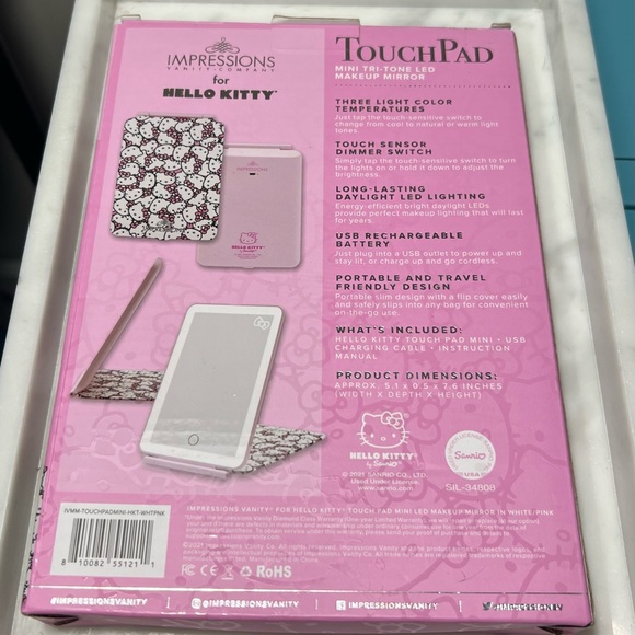 NEW - Hello Kitty by Impressions TouchPad Tri-Tone Touch LED Makeup Mirror, NIB - Picture 2 of 2